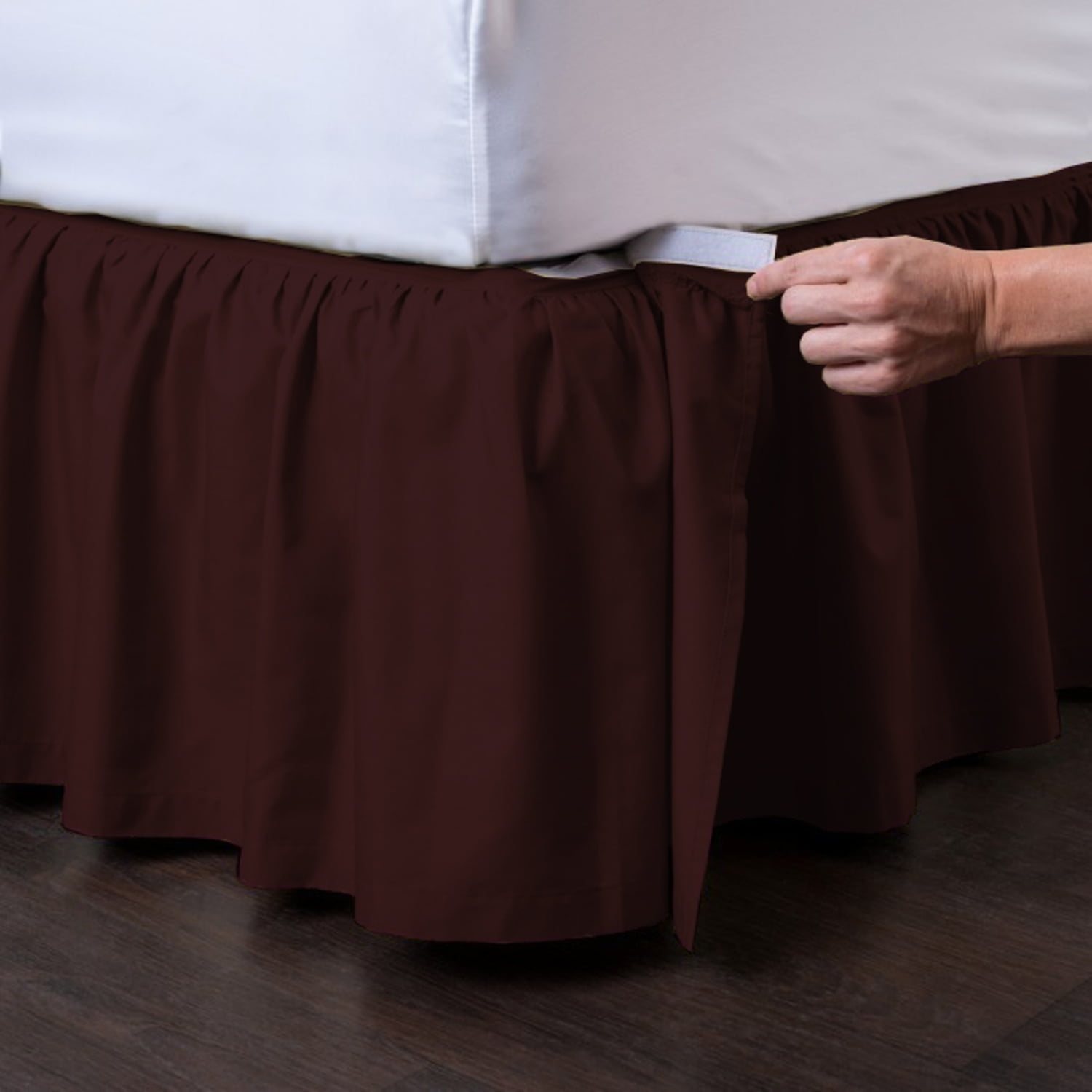 Detachable Bedskirt (Queen Size, Burgundy, 18" Drop) Easy on/Easy Off