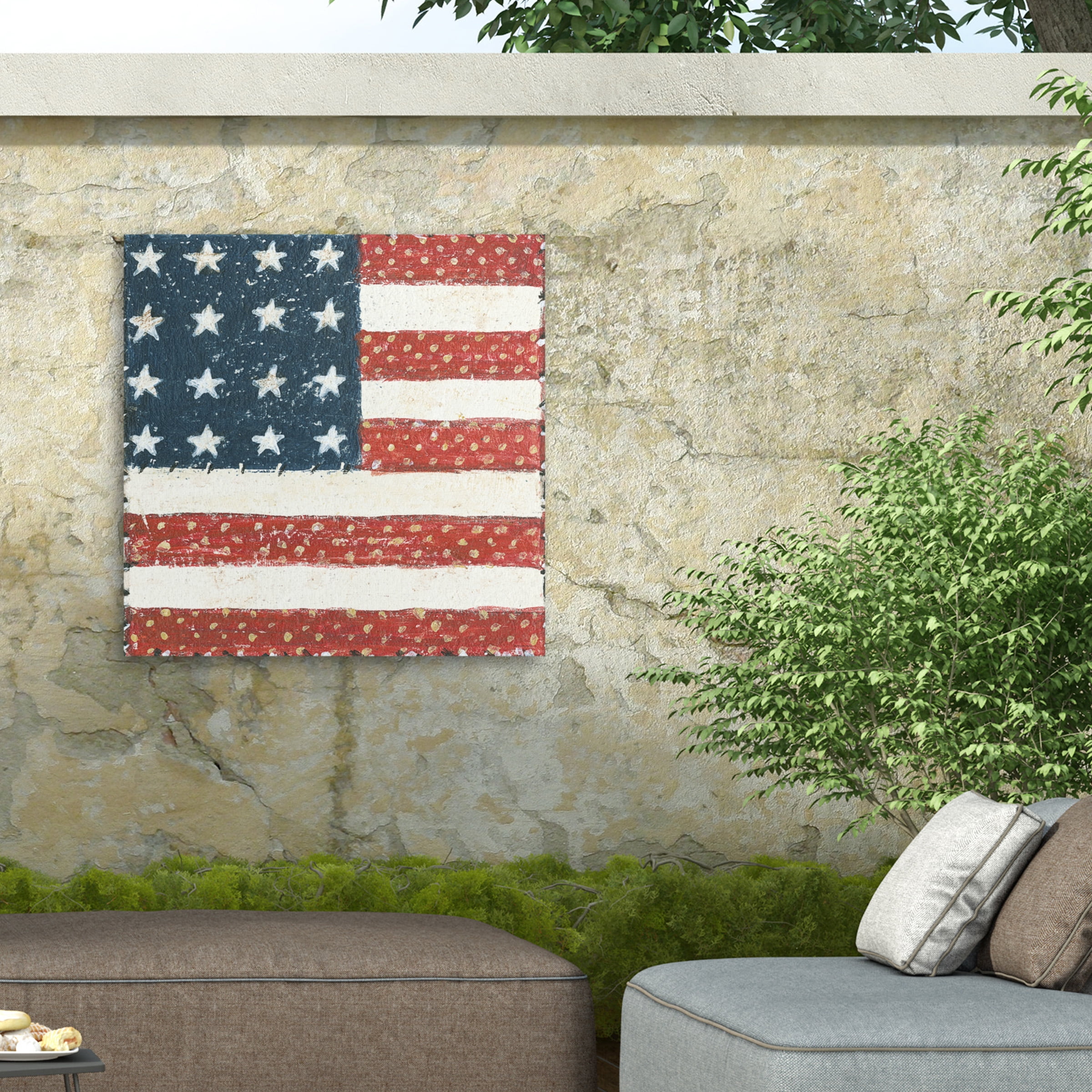 David Carter Brown 'Americana Quilt IV' Outdoor Canvas 18x18