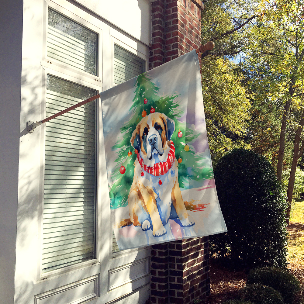 Caroline's Treasures DAC3614CHF Saint Bernard Christmas House Flag Large Porch Sleeve Pole Decorative Outside Yard Banner Artwork Wall Hanging, Polyester, House Size, Multicolor