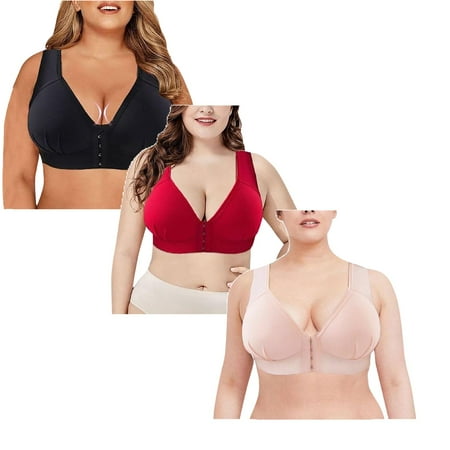 

uikmnh Bras for Women Women s Solid Bra Wire Free Underwear One-Piece Bra Everyday Underwear Small Sports Bra Red 1PCS & Black 1PCS & Watermelon Red 1PCS