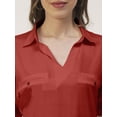 thumbnail image 6 of Moomaya Solid Short Sleeves Shirt Style Collar Top, Womens Summer Pullover Tunic, 6 of 8