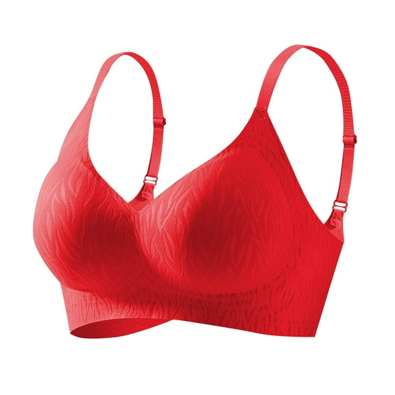 Hrsba Womens Wireless Bra Cup Solid Color Embossed Back Closure Adjustable Straps Thin Breathable Comfortable Bra