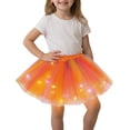 thumbnail image 2 of ZHOGXU Big Kids Girls Skirt Elastic Waist Color Block Comfortable Stylish Mesh Tutu Skirts With Lights For Carnival Party And Daily Wear Orange One Size, 2 of 4
