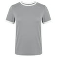 thumbnail image 4 of Womens Tops Blouses Solid Color Crew Neck Short Sleeve With Contrast Trim Womens Shirts, 4 of 4