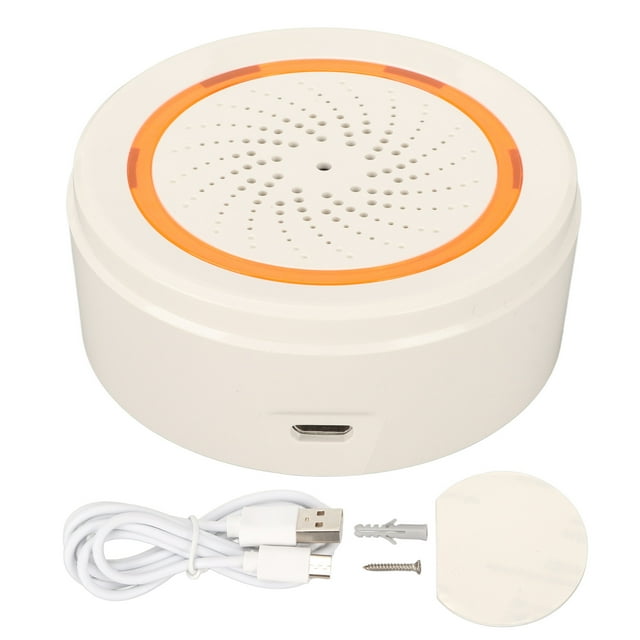 Alarma de sirena inteligente de 90 dB con sensor de luz y sonido, control remoto por aplicación, alarma inalámbrica de seguridad para el hogar para puerta de enlace Zigbee.