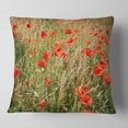 thumbnail image 2 of Designart Red Poppy Field with Full of Flowers - Flower Throw Pillow - 16x16, 2 of 5