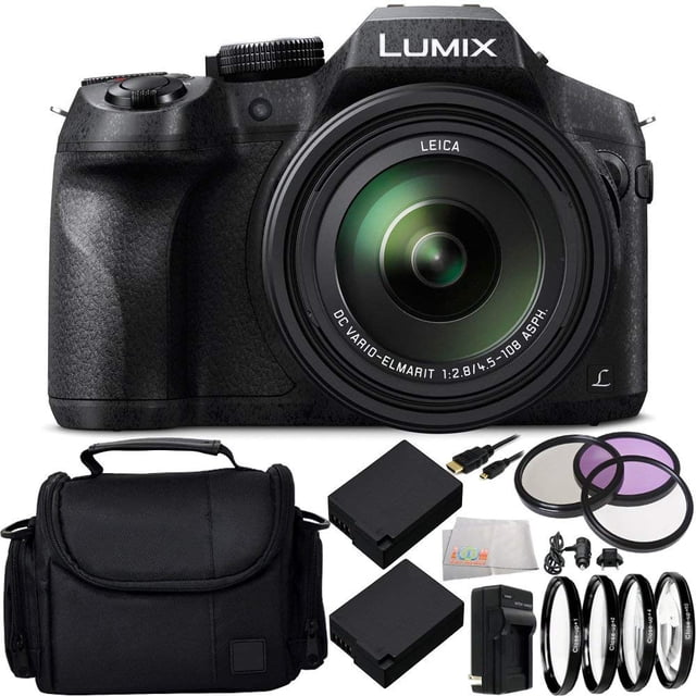 Panasonic Lumix DMC-FZ300 Digital Camera 15PC Accessory Kit. Includes 2 Replacement BLC-12 Batteries + AC/DC Rapid Home & Travel Charger + 3PC Filter Kit (UV-CPL-FLD) + 4PC Macro Filter Set (+1,+2,+4,