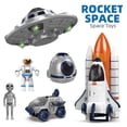 thumbnail image 5 of Plataforma de lanzamiento de cohetes para aviones espaciales acústico-ópticos para niños, vehículo espacial, cápsula de retorno de satélite OVNI y astronauta, 5 of 5