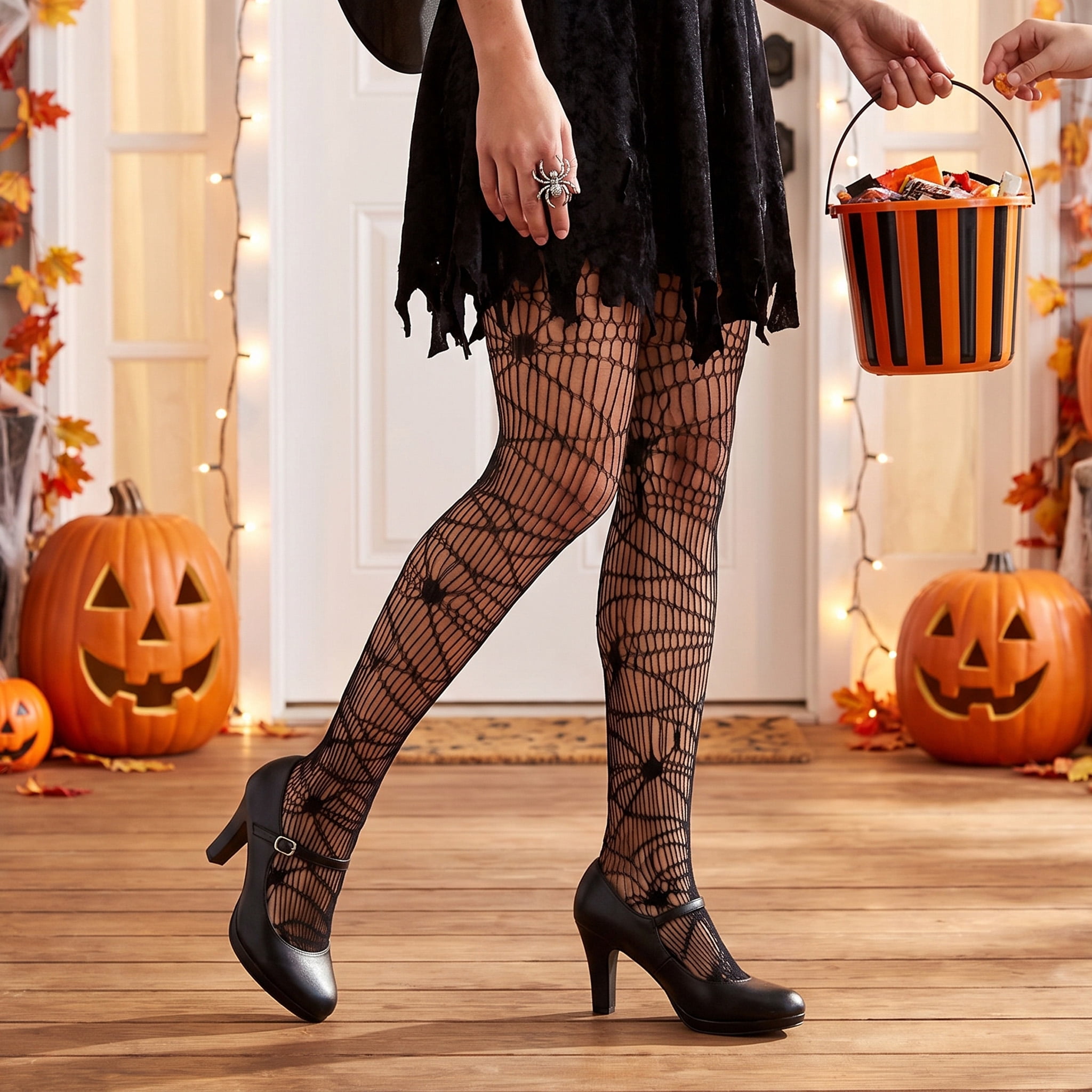 Distressed Tights Costume Accessory for Adults, Black, S-XL, Halloween by Way To Celebrate