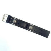 Buffalo Nickels Wide Leather Watch Band, Black USA Cowhide