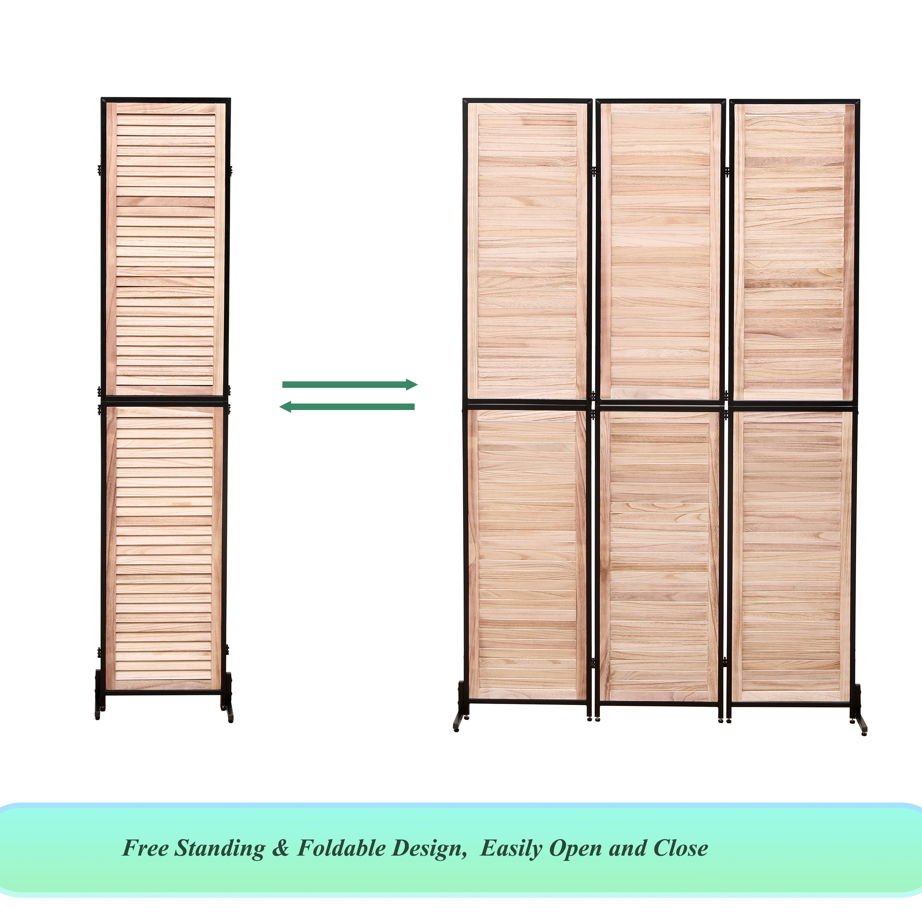 70.87" Natural Wood Room Divider, 3-Panel Folding Privacy Screen with Louver Design for Bedroom & Living Room