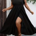 thumbnail image 1 of Vestido Informal De Talla Grande, Vestido Largo Con Dobladillo Cruzado Y Mangas Con Volantes Lisos Para Mujer, 1 of 4