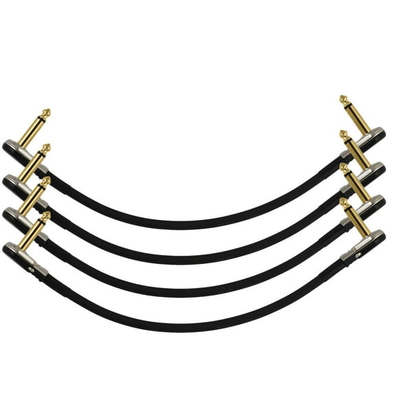4-Pack 10" Castline Gold Mogami 2524 Guitar Pedal Board Patch Cable TS Low Profile Pancake Connector