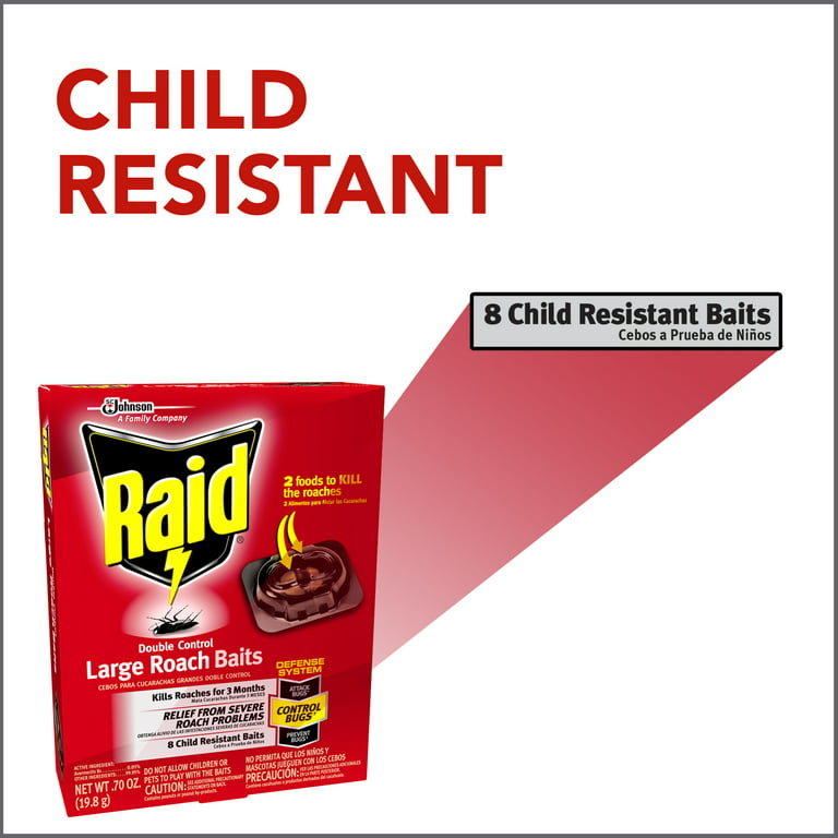 Raid® Double Control Large Roach Baits, Kills Cockroaches and Bugs, 8 Bait  Stations