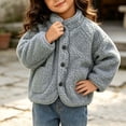 thumbnail image 6 of Samdudou Toddler Girls Fleece Jackets Fuzzy Sherpa Coats Button Down Fall Winter Warm Outerwear Kids Plush Stand Collar Layering Clothes Size 6M-3 Years, 6 of 7