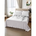 thumbnail image 3 of Full Size Flat Sheet Only, Grey Eucalyptus Soft Brushed Microfiber Bed Sheets, Weeping Botanical Leaf Watercolor Hotel Quality Breathable Bedding Top Sheet, Easy Care, 81"x96", 3 of 9
