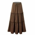thumbnail image 6 of Women's Boho Tiered Maxi Skirt – Adjustable Elastic Waist Pleated A-Line Long Beach Skirt with Ruffle Flowy Layers, Summer 2025 Fashion, 6 of 6