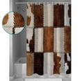 thumbnail image 4 of Abstract Cowhides Bathroom Curtain 78 Inch Shower Curtain with Hooks, Brown Beige Animal Fur Texture Waterproof Polyester Bath Curtain Washable Bathtub Curtain 72''x 78'', 4 of 6