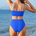 thumbnail image 5 of Herseas Women's 2 Piece Colorblock Bikini Sets Oval Metal Cutout Swimsuit High Waisted Beach Summer Swim Bathing Suits (M, Blue), 5 of 7