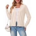 thumbnail image 2 of JWD Womens Cardigan Open Front Button Down Long Sleeve Knit Sweater Top Lightweight Casual Layering Cardigan Oatmeal XL, 2 of 4