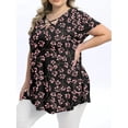 thumbnail image 3 of Mengpipi Womens Plus Size Tops Criss Cross V Neck Short Sleeve Summer Casual Blouses, Light Gray-1X, 3 of 10