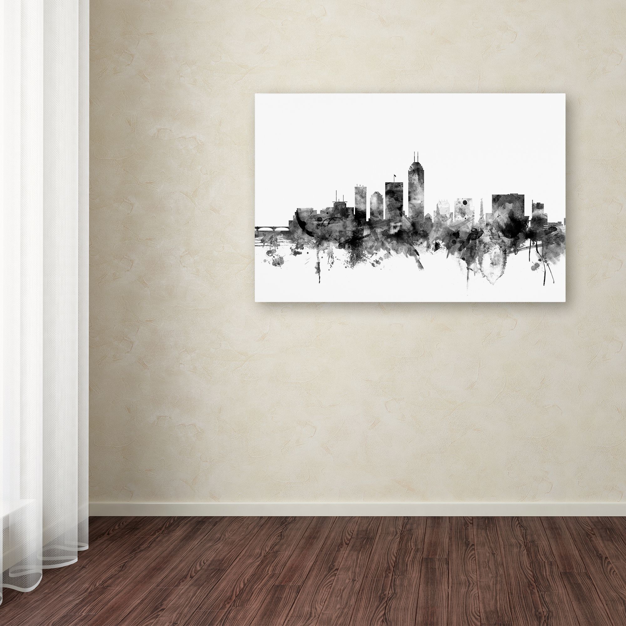 "Indianapolis IN Skyline B&W" Canvas Art by Michael Tompsett