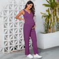 thumbnail image 2 of Women's Maternity 2 Piece Outfits Rib Knit Tank Top And Drawstring Waist Wide Leg Pants Lounge Set, 2 of 5