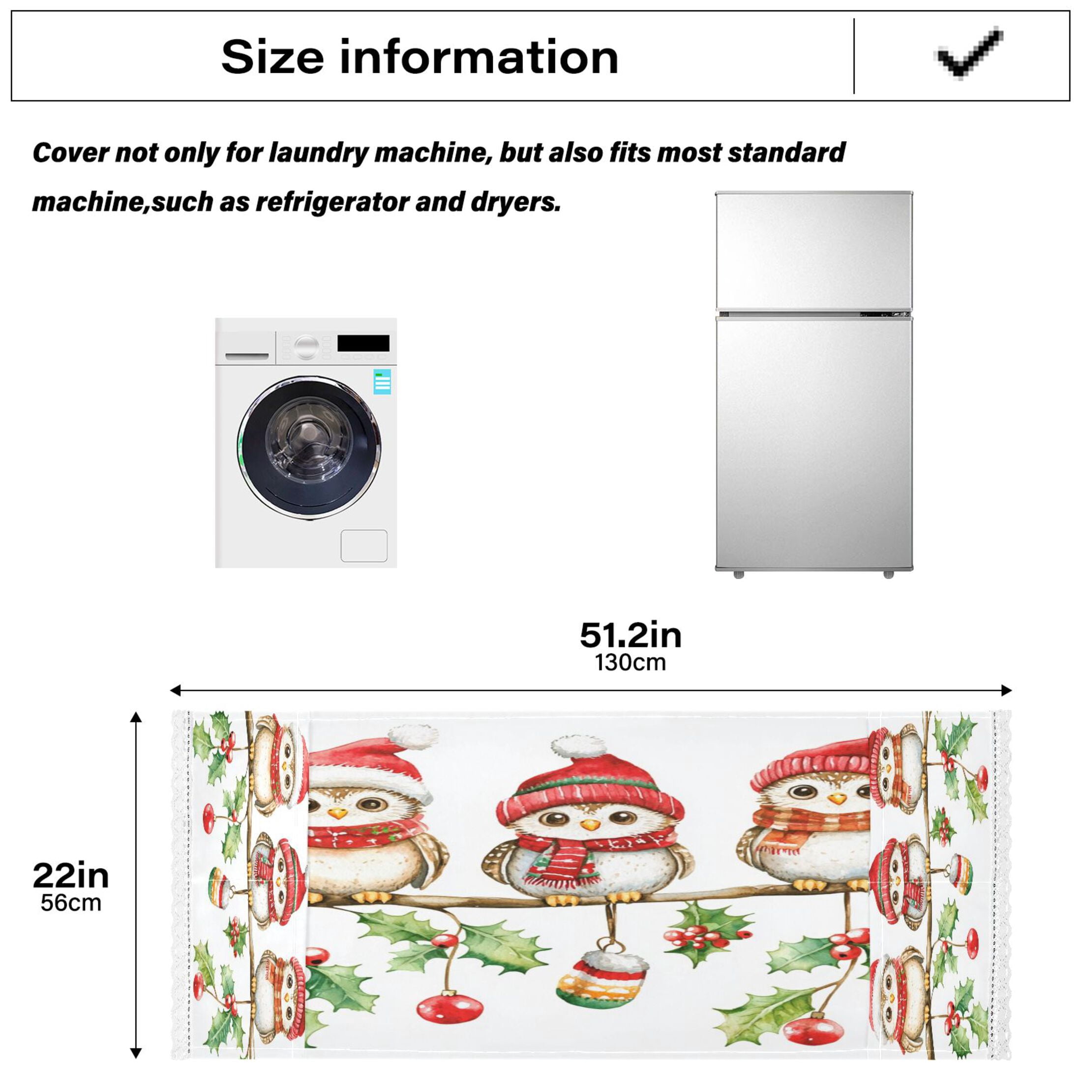 WOBOGO Cute Owls Sitting on The Tree Washing Machine Cloth Dryer Refrigerator Top Cover Protective Non-Slip Mat For Kitchen Laundry