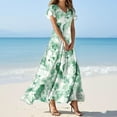 thumbnail image 2 of vigerkar Women's Casual V Neck Maxi Dress with Short Sleeve Sexy Elegant Floral Dress Green, S, 2 of 7