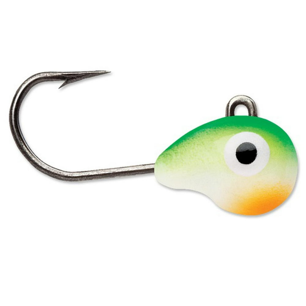 VMC Jigs 1/64 oz Tungsten Tubby Jig Head Pack of 2 Green Orange Glow