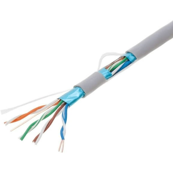 1000ft Cat5e FTP Shielded Solid 24AWG Bulk Network Cable Copper Clad Aluminum Wire Pull Box (Gray)