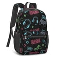 thumbnail image 2 of Game Controller Black Pattern 17" School Backpacks for Teens,Waterproof Oxford Fabric,S-Shape Padded Straps for School,Travel,Hiking,Camping, 2 of 6
