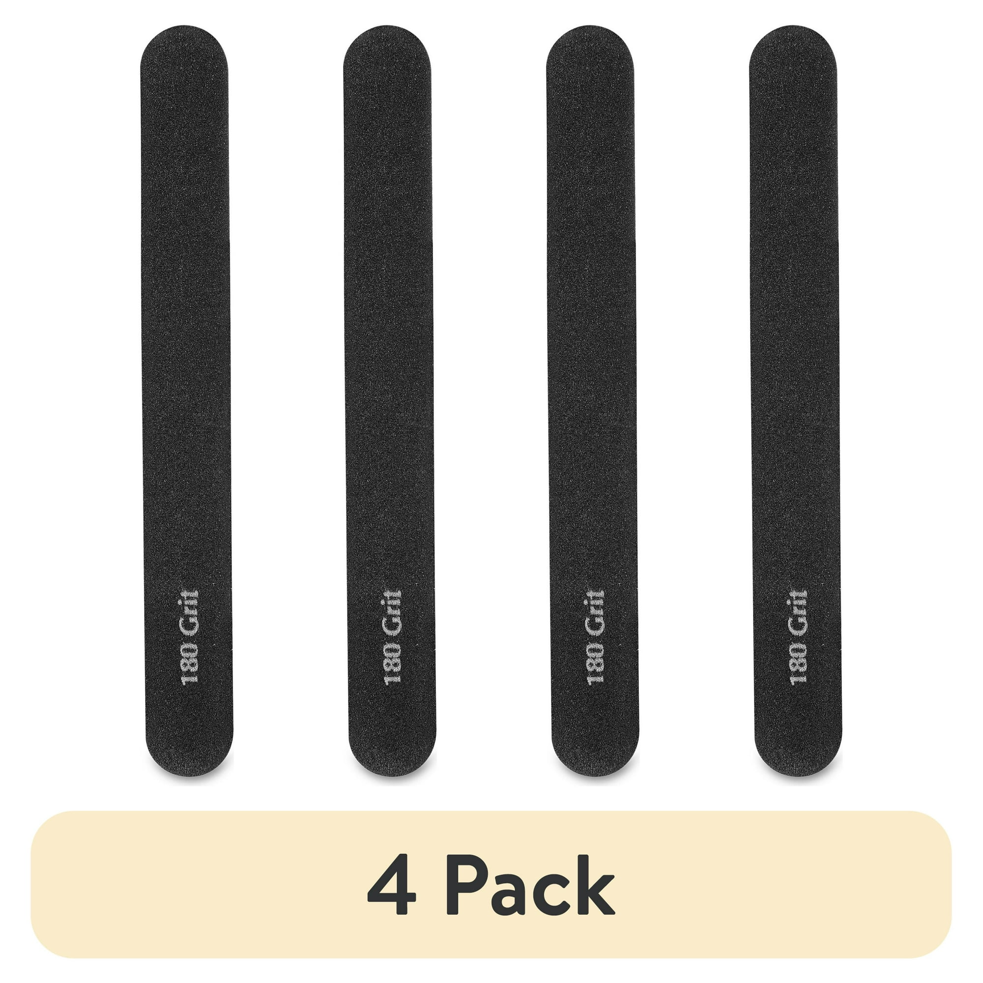 (4 pack) Equate Dual-Sided Nail Files, 100/180 Grit, Black, 2 Pack