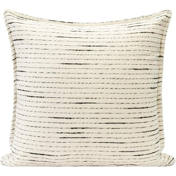 Fennco Styles Black Stripe Chenille Decorative Filled Throw Pillow 20" W X 20" L - White Woven Soft Cushion Case for Home, Couch, Bedroom, Living Room and Office Décor