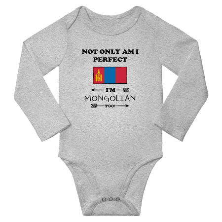 

Not Only am i Perfect I m Mongolian Too! Baby Long Sleeve Jumpsuits (Gray 18 Months)