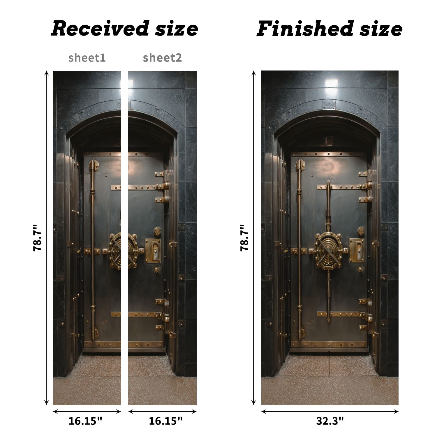 Self Adhesive Vinyl Refrigerator Wrap Set Antique Bank Vault Door Door Mural Removable Fridge Sticker Peel and Stick&nbsp;Full Door Cover Decal Kitchen Bar Decor