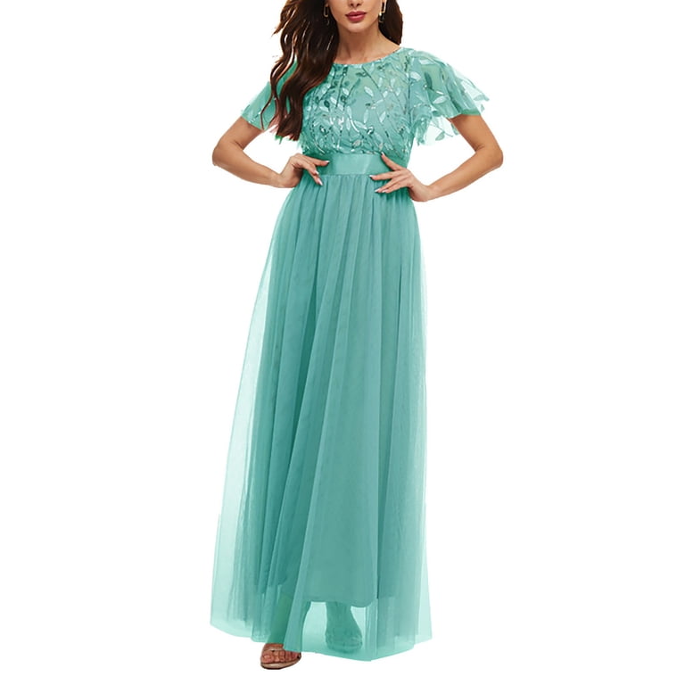 KaLI_store Wedding Guest Dresses for Women Lace Cape Dress with Chiffon  Overlay Knee Length, Wedding Guest Midi V-Back Dress Mint Green,S -  Walmart.com