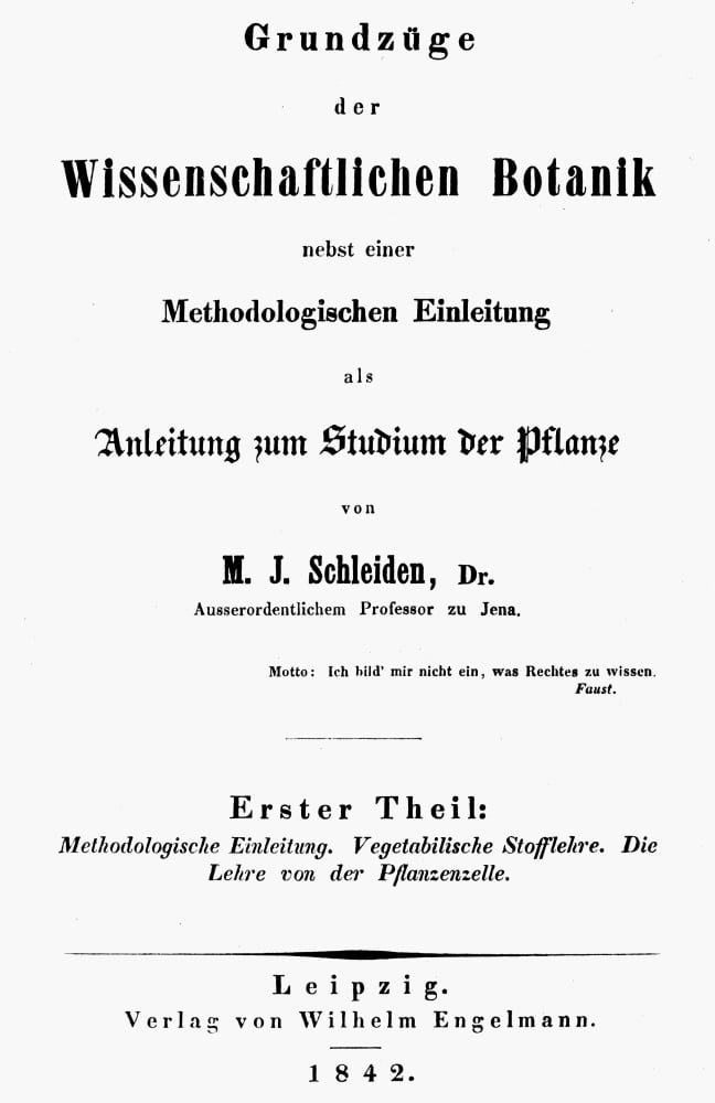 Matthias Schleiden N(1804-1881) Matthias Jakob Schleiden German