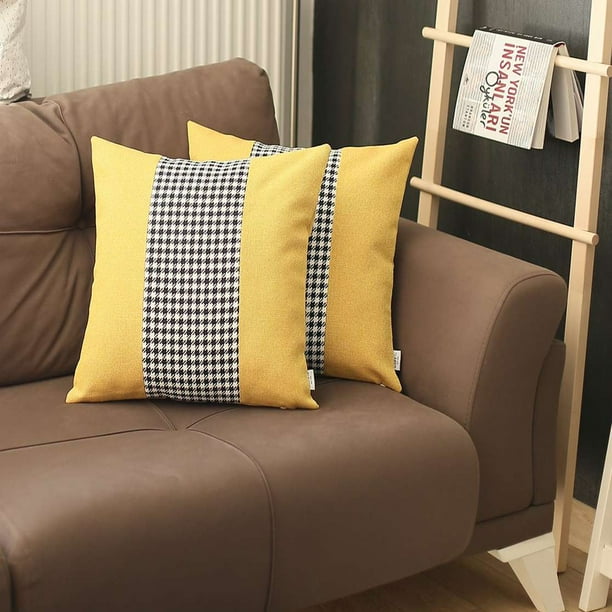 Set Of 2 Black And Yellow Houndstooth Pillow Covers Set Of 2 Black And Yellow Houndstooth Pillow Covers