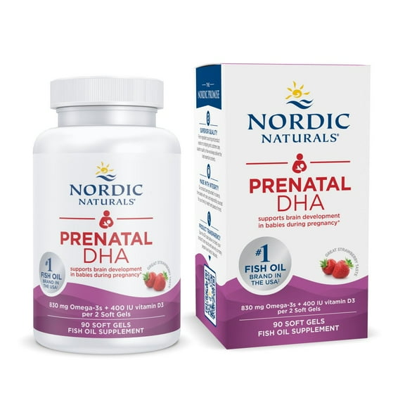 Nordic Naturals Prenatal DHA Softgels, Strawberry, 830mg, 90 Ct