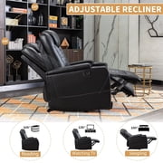 Bonzy Home Overstuffed Power Electric Home Theater Seating PU Leather Reclining Furniture with with USB Ports and Cup Holders and Hidden Arm Storage - Black