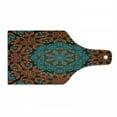 thumbnail image 1 of Psychedelic Cutting Board, Round Flowers Floral Patterns Surreal Motif Boho Hippie Style Image, Decorative Tempered Glass Cutting and Serving Board, Wine Bottle Shape, Teal Orange, by Ambesonne, 1 of 1