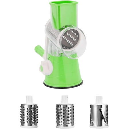 

Manual Vegetable Slicer Grater Fruit Manual Vegetable Slicer Rotating Rotating Drum Grater Cheese Grater With 3 Rotating Stainless Steel Slicers Green