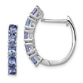 thumbnail image 1 of 925 Sterling Silver Oval Tanzanite Hinged Hoop Earrings, 1 of 6