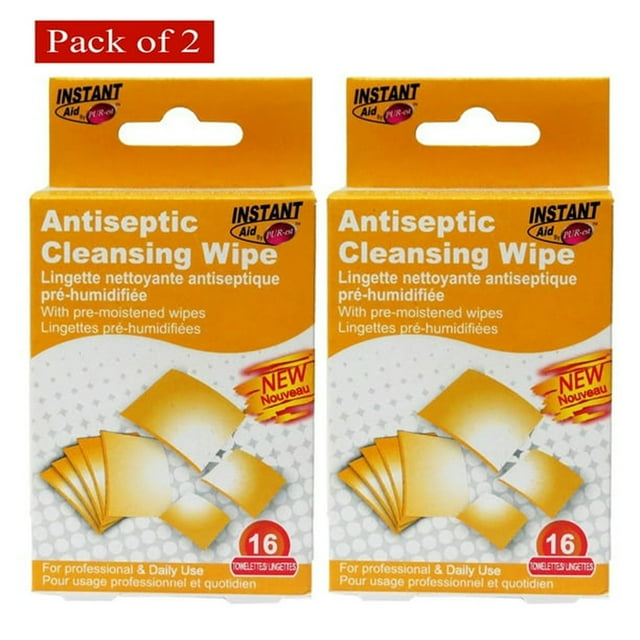 Instant Aid By Purest Lingettes Nettoyantes Antiseptiques 16 Pcs (Lot de 2)
