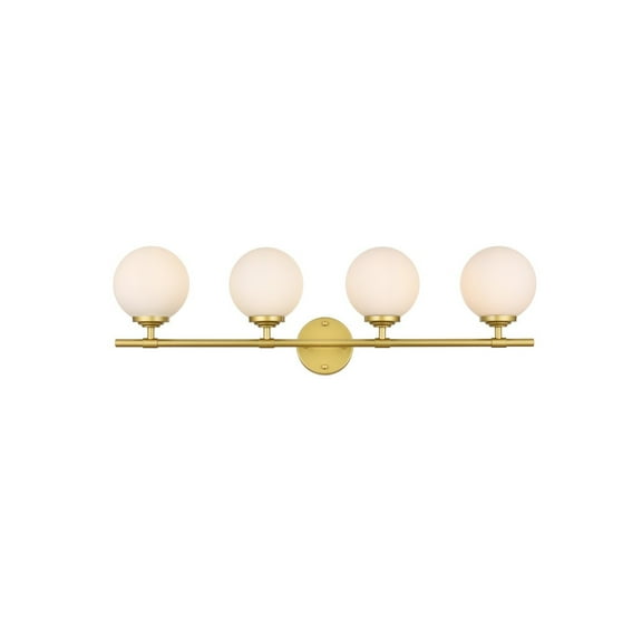 Living District Ansley 4 Light Brass And Frosted White Bath Sconce
