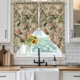 thumbnail image 6 of Beige Spring Floral Swag Curtains for Kitchen/Bedroom/Living Room, Elegant Pastoral Flowers Birds Watercolor Scalloped Curtains 63 Inch Long, Window Swag Topper Curtains Valances 2 Panels Set 36"x63", 6 of 8