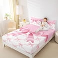 thumbnail image 4 of jejeloiu Cute Bow Tie Twin Sheet Sets,Pink Bowknot Pattern Bedding For Kids 3 Pieces, 4 of 7