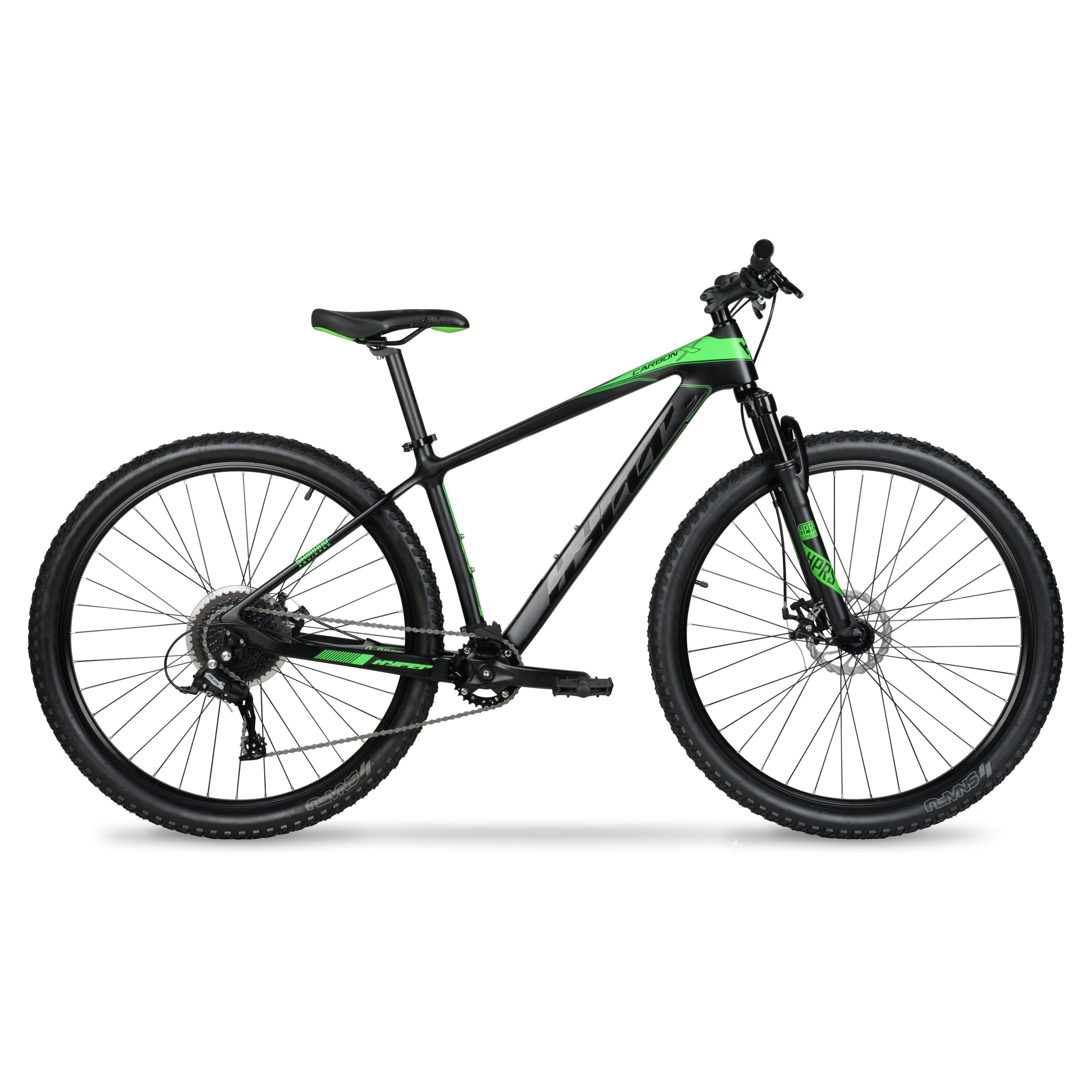 Hyper 29 Carbon Fiber Men's Mountain Bike, Black/Green 