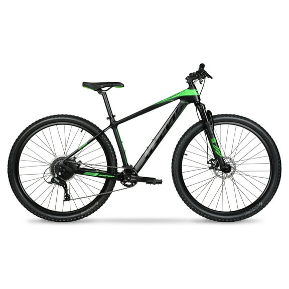 29" Hyper Carbon Fiber Mountain Bike, Black/Green, Adults Age 13 